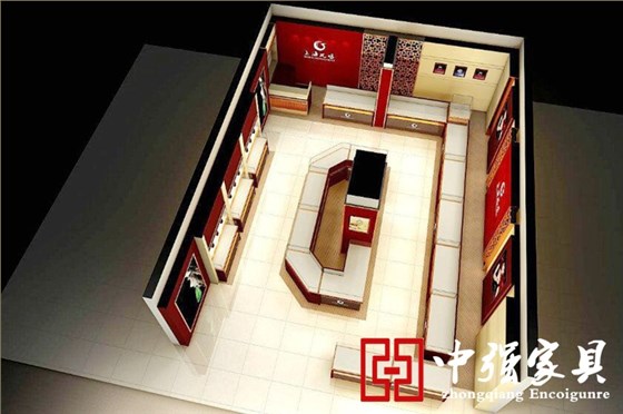 柜臺全景效果圖，展柜設(shè)計(jì)